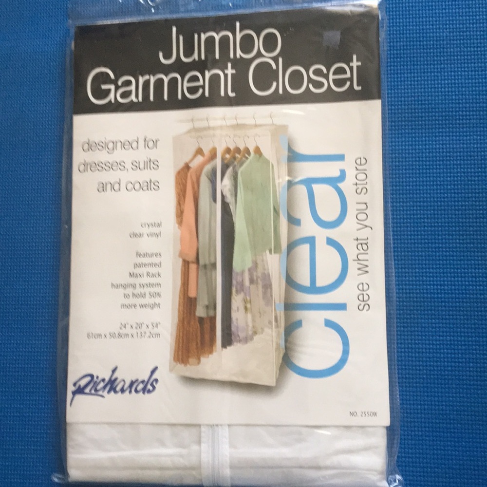 Richards Homewares 2006 jumbo Garment Closet Crystal clear vinyl 54”
